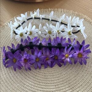 Floral Headband Set - White and Purple